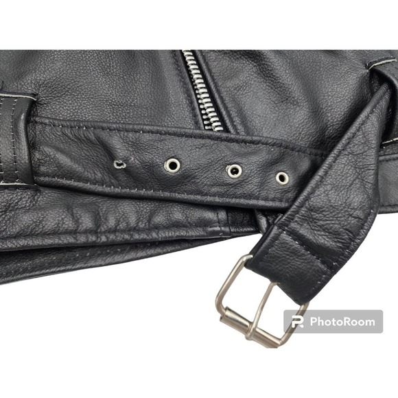 Excelled Promo Crate Embossed Leather Motorcycle Biker Jacket Sz 48 USA VTG 80s - Picture 16 of 16